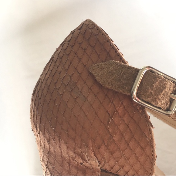 3.1 Phillip Lim X-cellent tan brown suede leather chunky block wood high heel - Picture 7 of 8